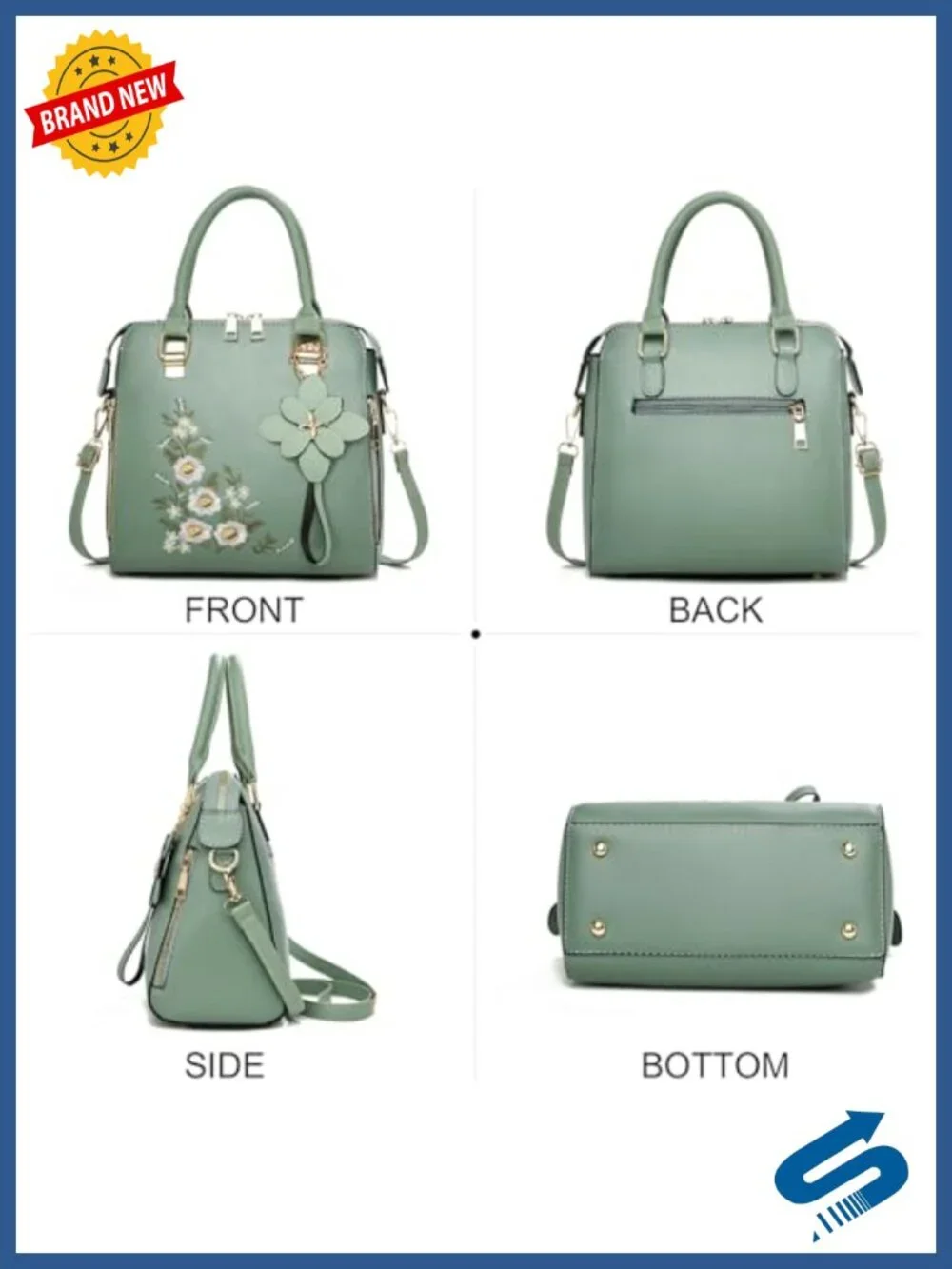 Embroidered Satchel Top Handle Purses Lightweight Totes Crossbody Shoulderbag